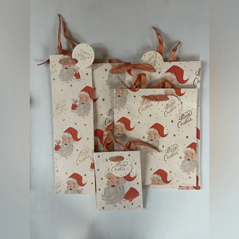 Rifle Paper Co. HOLIDAY Gift Bag Bundle Of 8 : Santa & Peace & Joy Designs